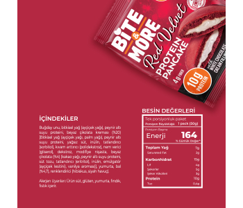 Bite&More Red Velvet Protein Pankek 50 Gr x 12 Adet