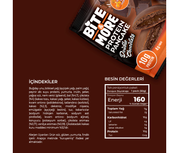 Bite&More Çift Çikolatalı Protein Pankek 50 Gr x 12 Adet