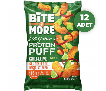 Bite&More Acı Biber ve Limonlu Vegan Protein Puff 50 Gr