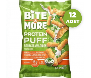Bite&More Ekşi Krema ve Soğanlı Vegan Protein Puff 50 Gr