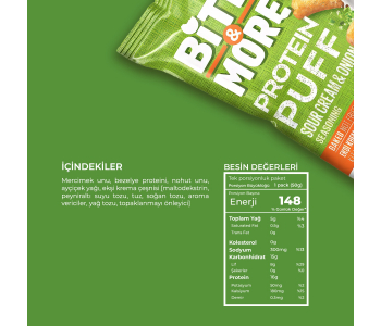 Bite&More Ekşi Krema ve Soğanlı Vegan Protein Puff 50 Gr