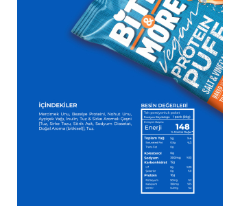Bite&More Tuz ve Sirkeli Vegan Protein Puff 50 Gr