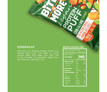 Bite&More Acı Biber ve Limonlu Vegan Protein Puff 50 Gr