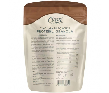 Clean Powders Protein Granola 300 Gr - Çikolata Parçacıklı Clean Powders Protein Granola 300 Gr - Çikolata Parçacıklı