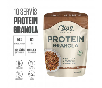 Clean Powders Protein Granola 300 Gr - Çikolata Parçacıklı Clean Powders Protein Granola 300 Gr - Çikolata Parçacıklı