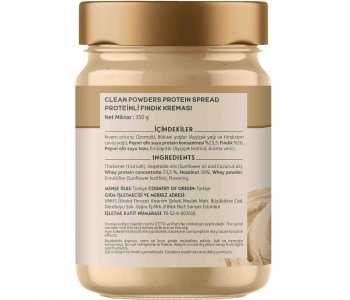 Clean Powders Protein Spread 350 Gr - Aromasız Clean Powders Protein Spread 350 Gr - Aromasız
