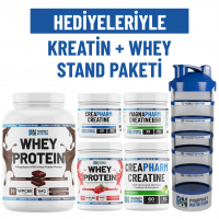 Whey + Kreatin Stand Paketi - Hediyeleriyle Birlikte